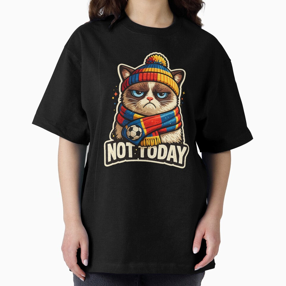 Not Today Grumpy Cat Soccer Scarf Hat – Funny Football Fan Humor Art | Soccer Cat Gift by irfanshikh