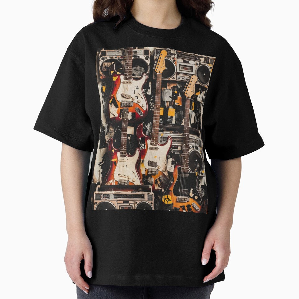 Grunge Sound Riot Stickerbomb – Vintage Guitar & Boombox Collage by ShirtsOfDeath