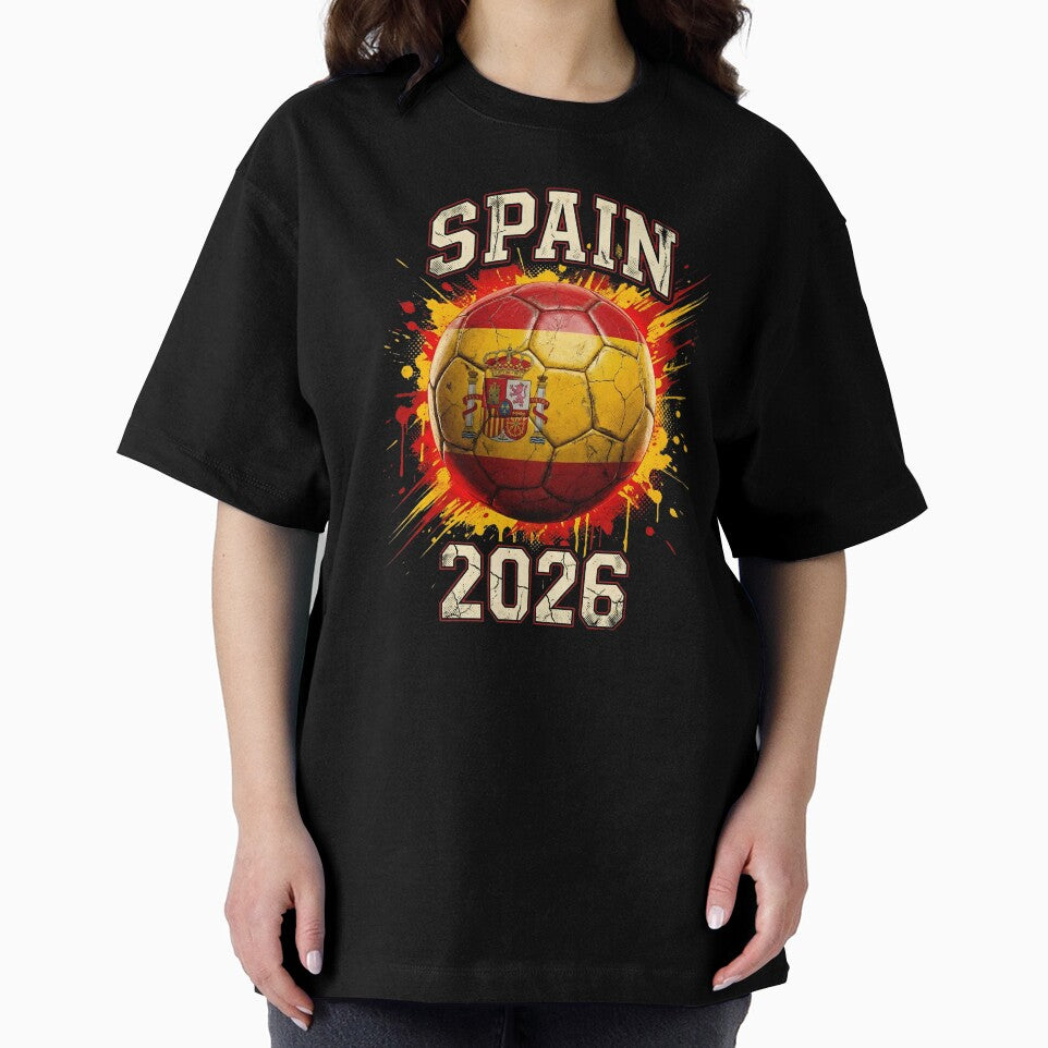 Spain 2026 Soccer - Paint Splash Flag Ball by Imaginationbeyond
