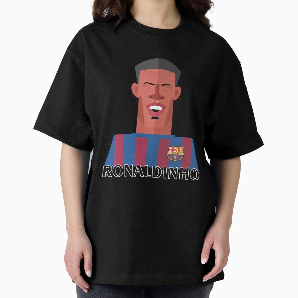 Ronaldinho Caricature T-Shirt | Fun Soccer Legend Design by Mehmet Hanifi Ekşi