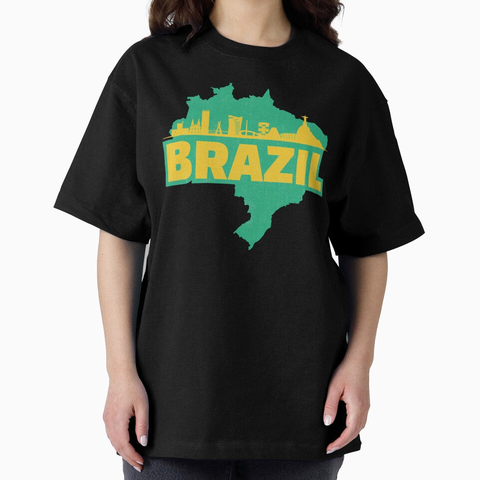 Retro Brazil Map and Skyline by UNK-Fatigues