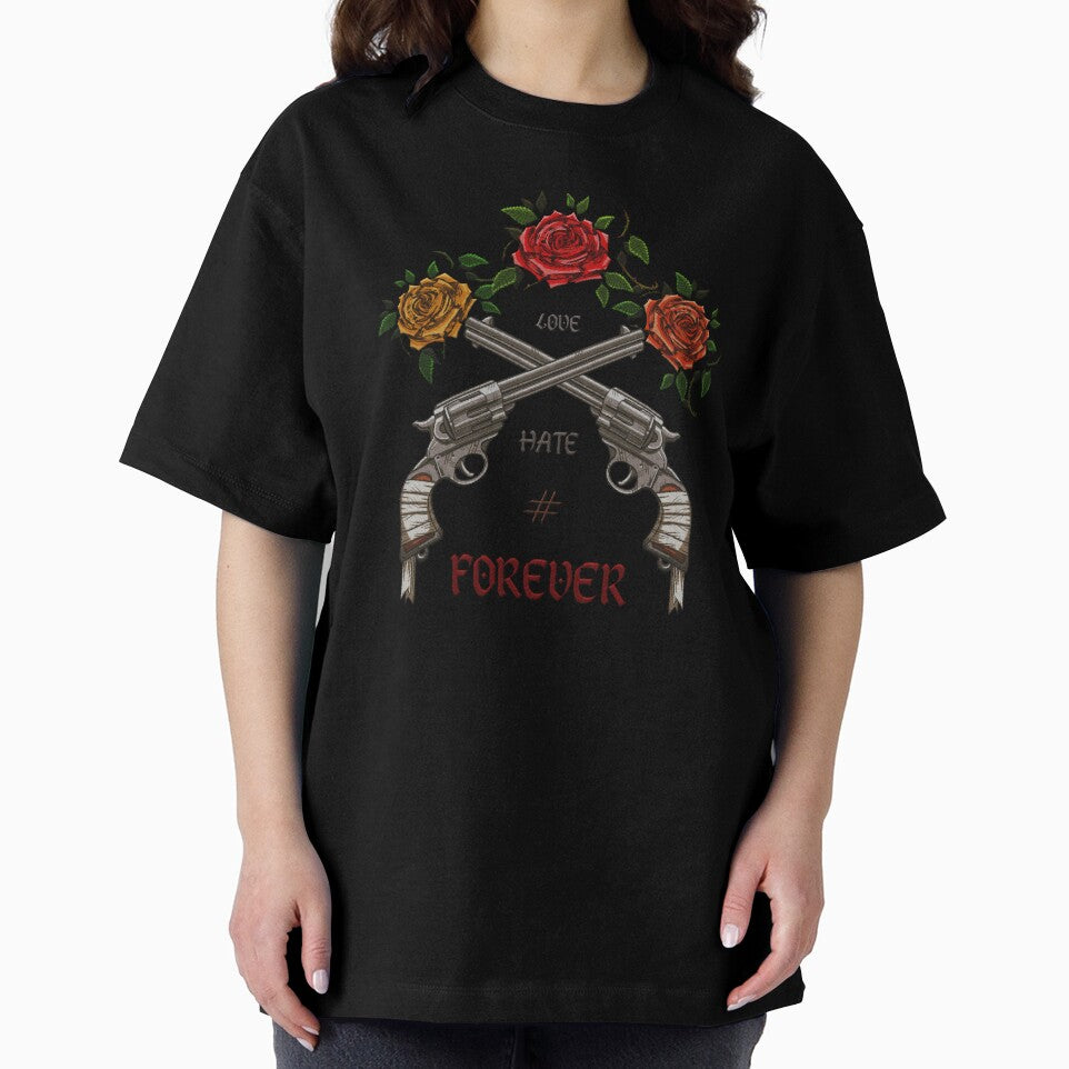 love, hate forever - guns and roses embroidery iron patch textured graphic artwork by hayrpictures