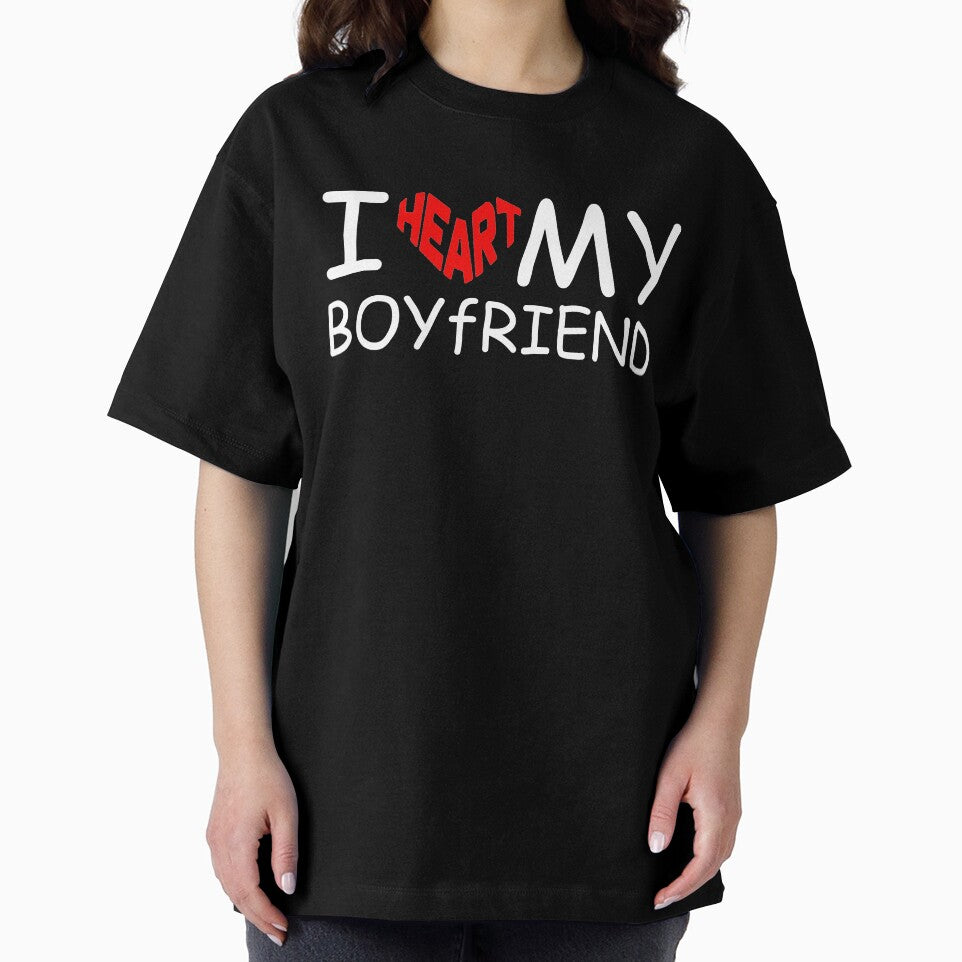 I Heart My Boyfriend Unisex Heavy Cotton Tee, Cute Gift for Him, Valentine's Day Shirt, Everyday Casual Wear, Love T-Shirt by wydstell