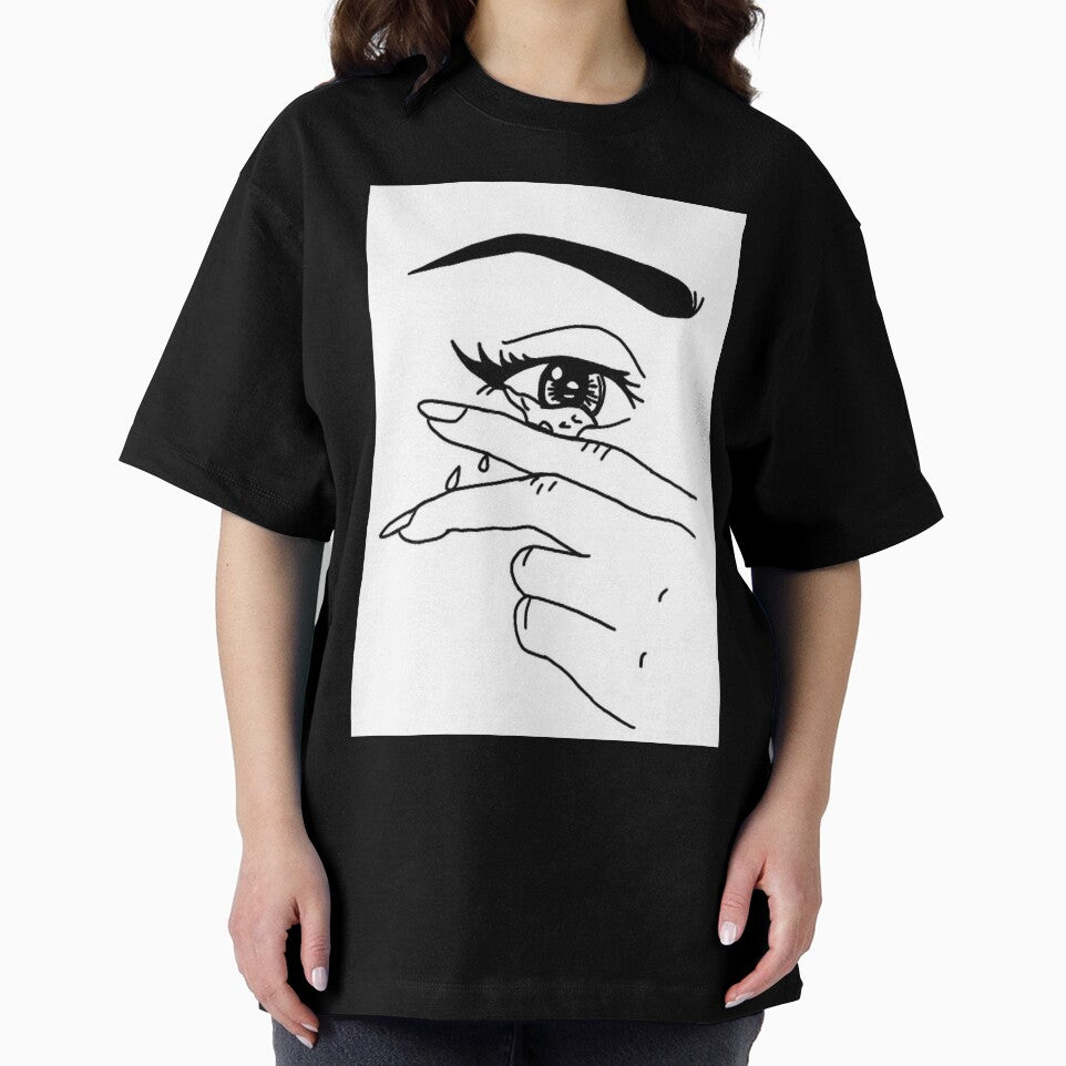 Indie Soft Crying Vintage Aesthetic Line Art by vibeytees