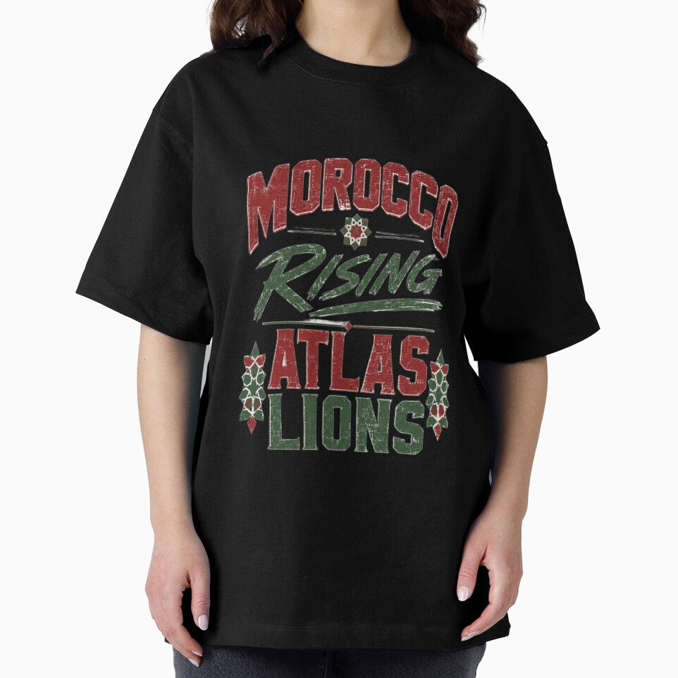 Morocco Rising Atlas Lions Vintage Football T-Shirt by ArthUpscale