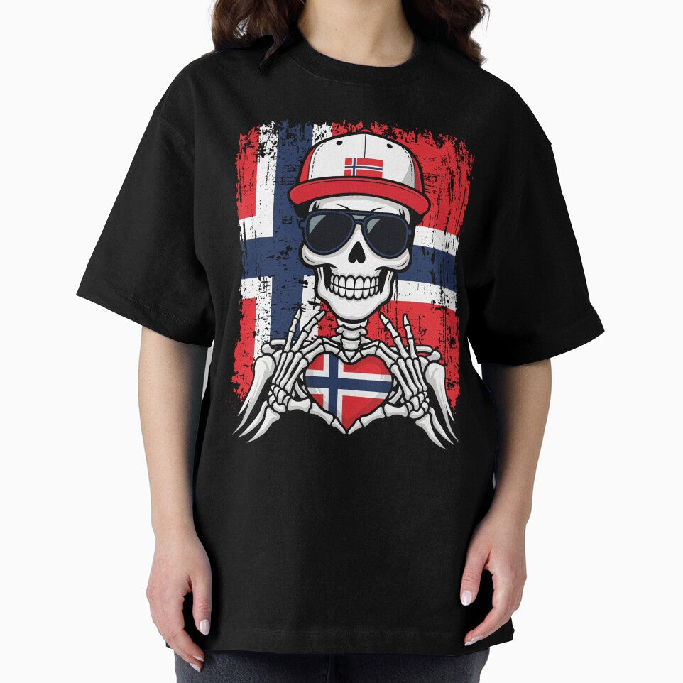 Norwegian Pride Skeleton Art - Norway Football & Viking Spirit Tee by Colorful Designs