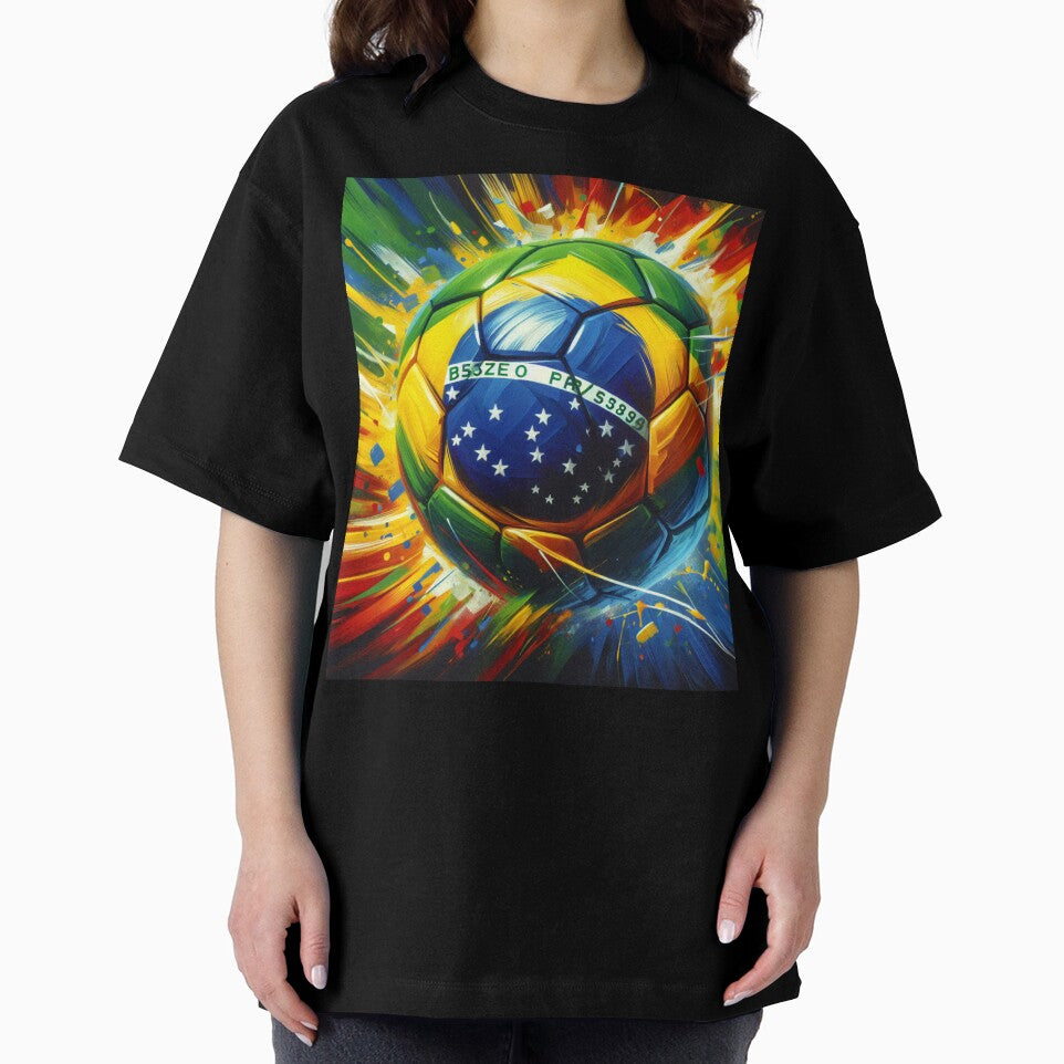 Brazil Soccer Ball Art – Vibrant Football Painting in Brazilian Flag Colors by ssmg80