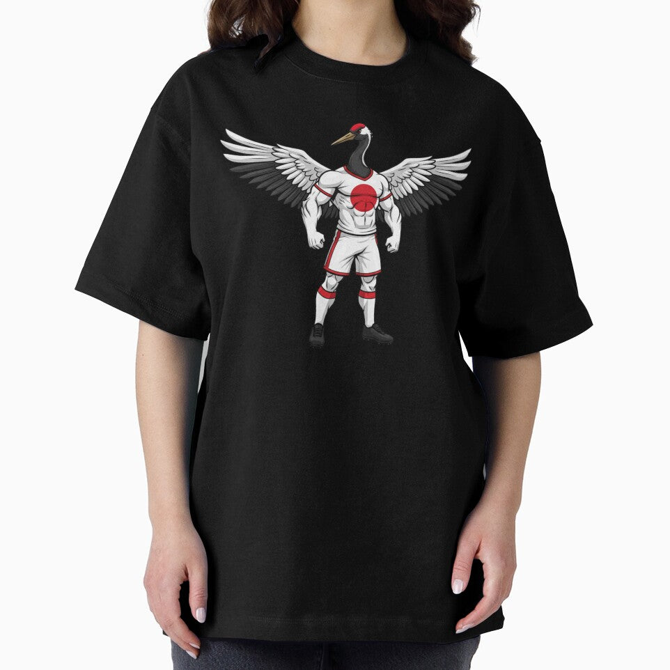 Elegant Japanese Red-Crowned Crane Football Mascot 2026 by ArtByKatti
