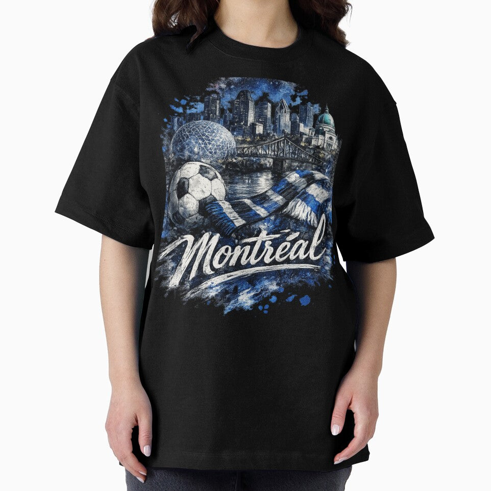 Montreal Soccer Skyline Design – Blue City Football Artwork, Montreal Fan Apparel, Urban Sports Graphic, Canada Soccer Design by GarnerSupplyCo