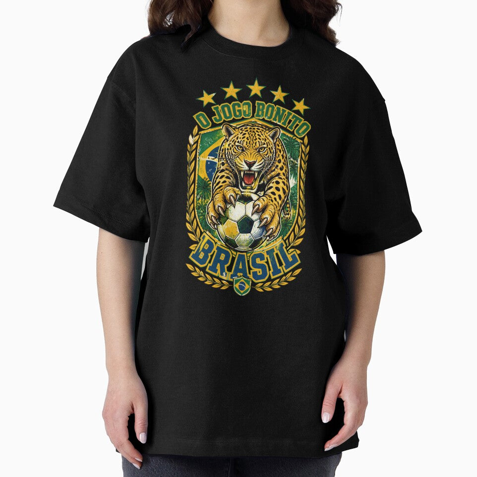 Brazil Soccer Jaguar - O Jogo Bonito Vintage  5 Stars Football Fan T-Shirt by 18-30