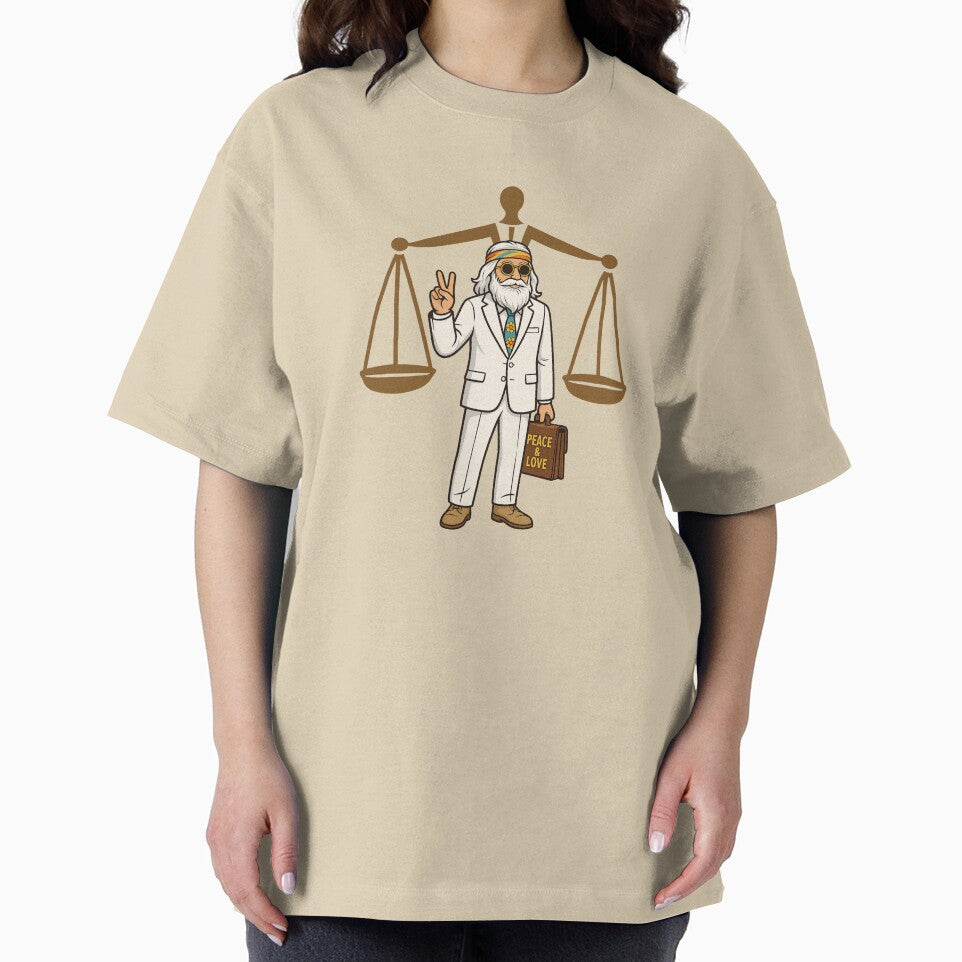 Elderly White Hippie Lawyer – Peace and Love Legal Humor Design by Lunaria Arts