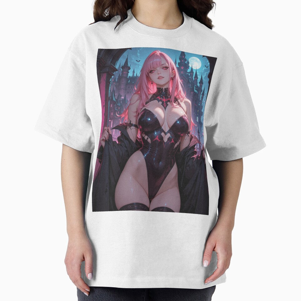 Anime waifu vampire cyberpunk with pink hair by Planet Utoppia