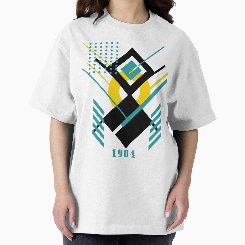 Retro 1984 Geometric Design – Vintage 80s Abstract Graphic T-Shirt by Aura Design