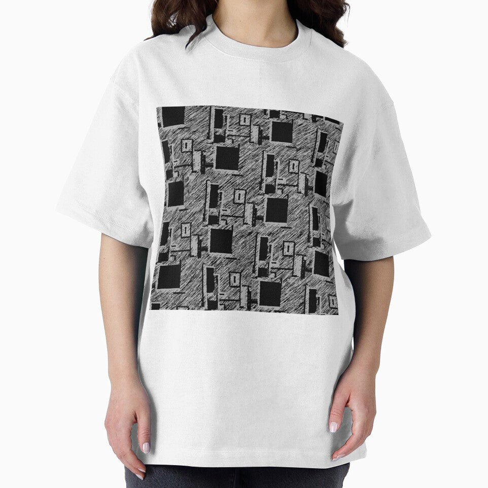 BLACK AND GREY QUIRKY DESKTOP COMPUTERS PATTERN by ozcushionstoo