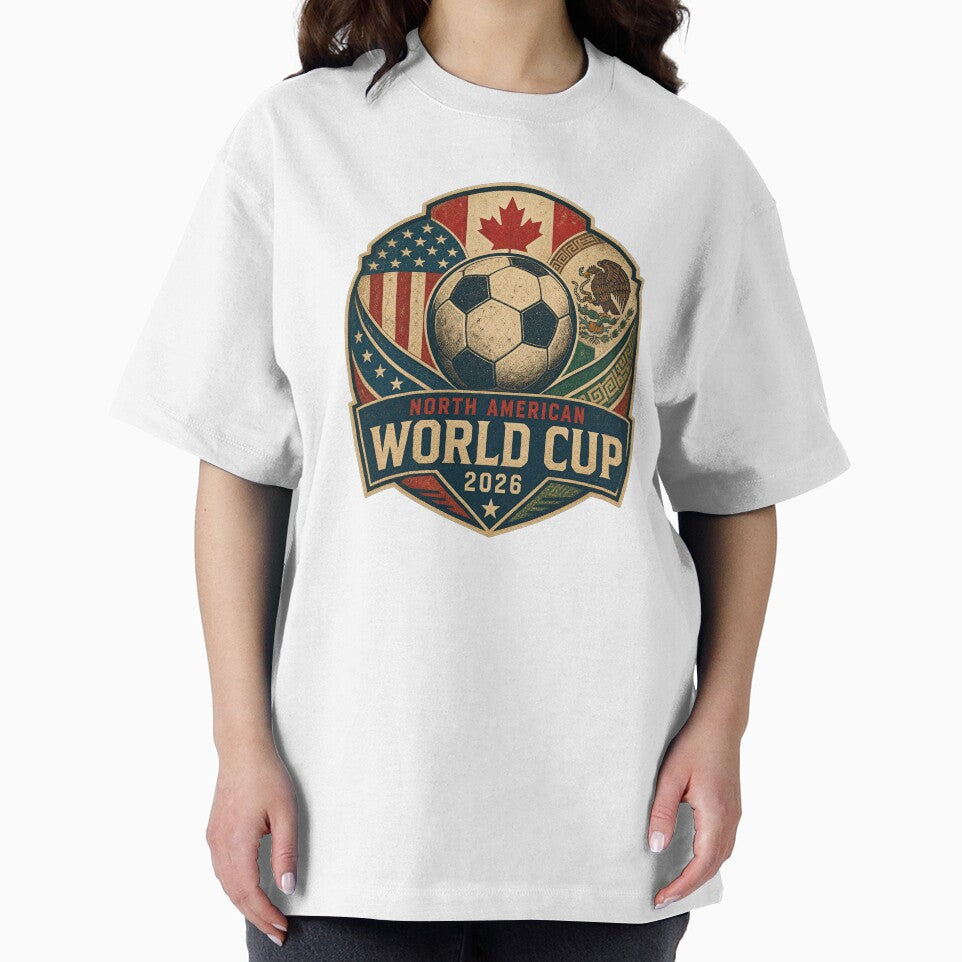 Vintage 2026 World Cup North America Football Emblem Tee by Ahmed Nedji