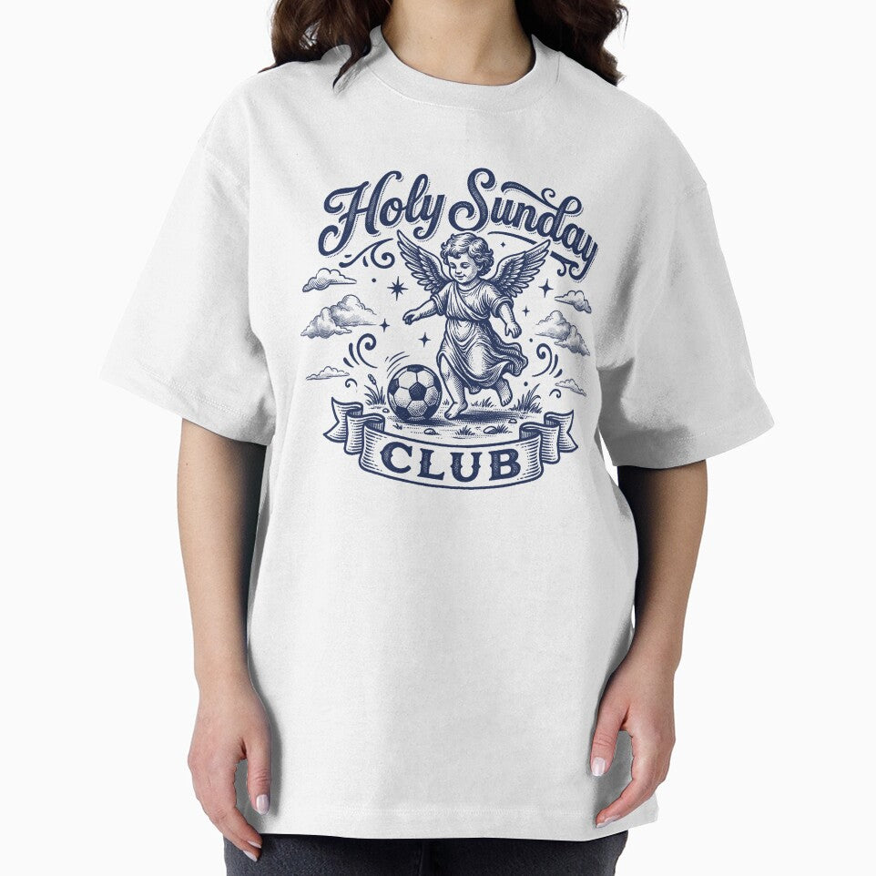 Holy Sunday Club Angel Playing Soccer Vintage Engraving by AdyKurniawan