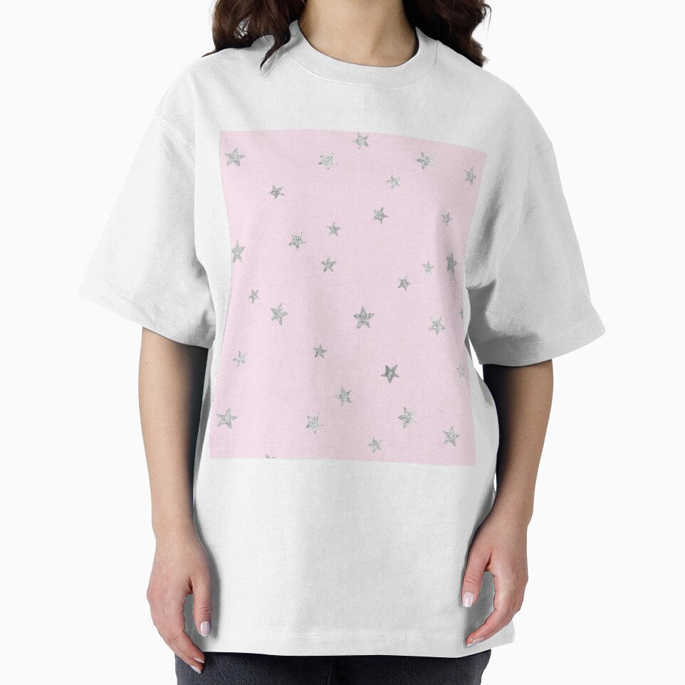 Pretty Y2K Glitter Stars Design in Baby Pink by Femme Pastel Collective