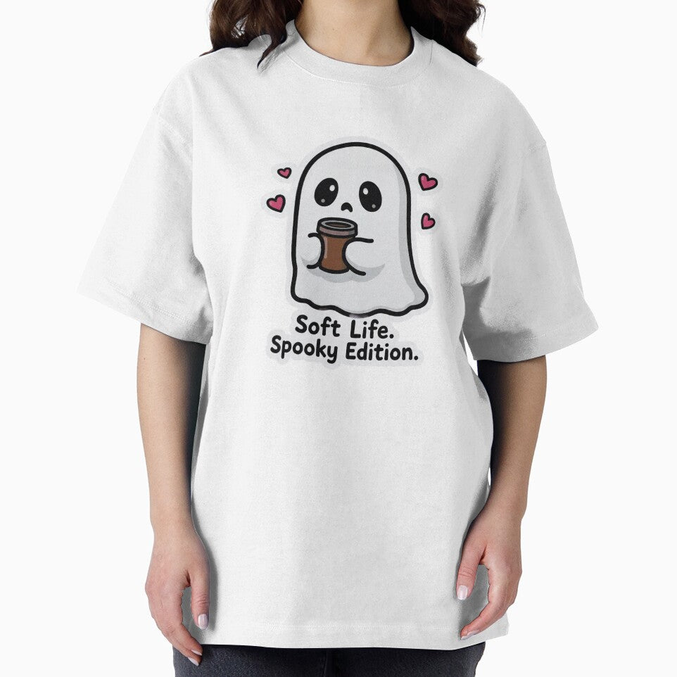 Soft Life Spooky Edition Ghost Coffee Cute Funny Design by BooDesignStudio