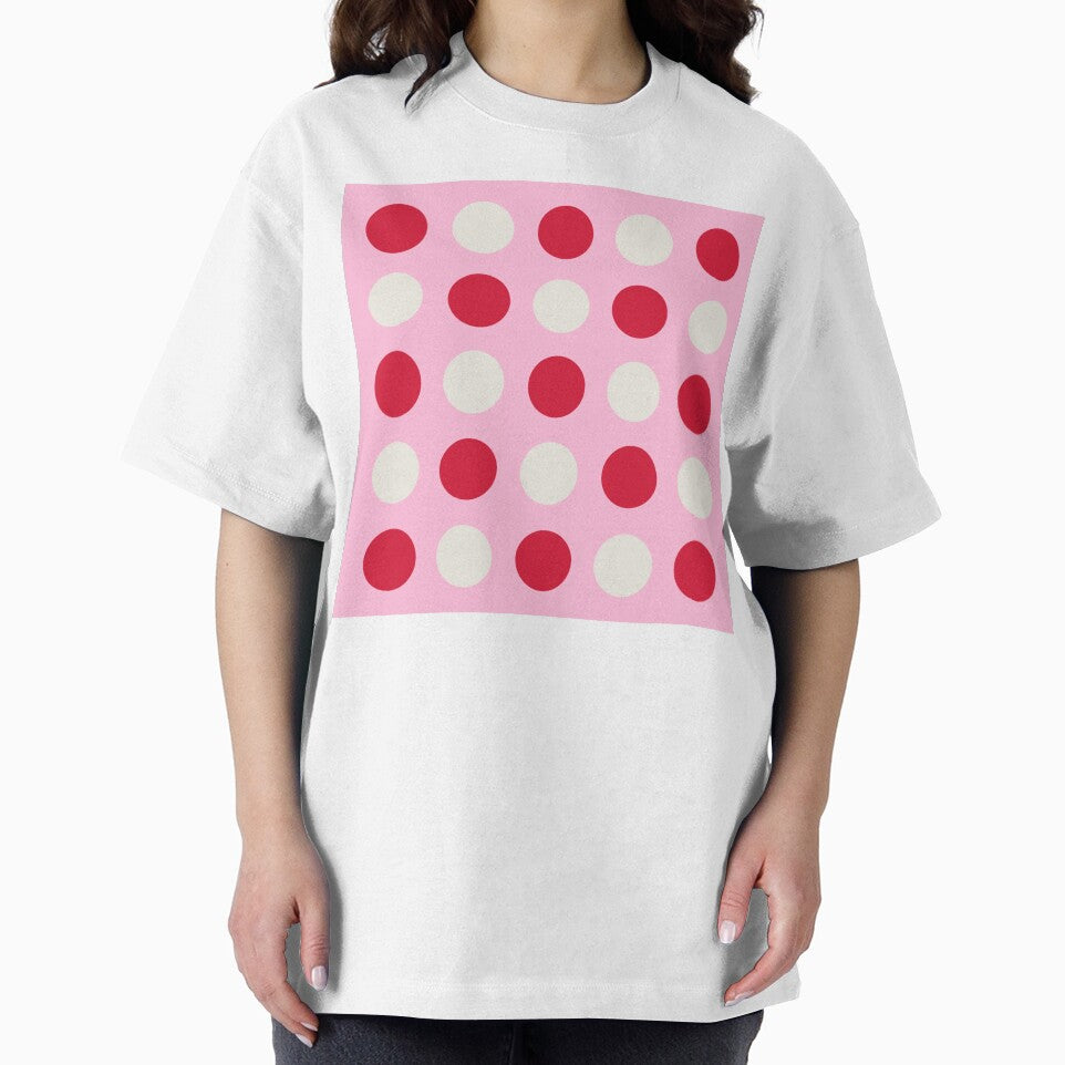 RED, CREAM and COTTON CANDY PINK Symmetrical POLKA DOTS by RachelMacht