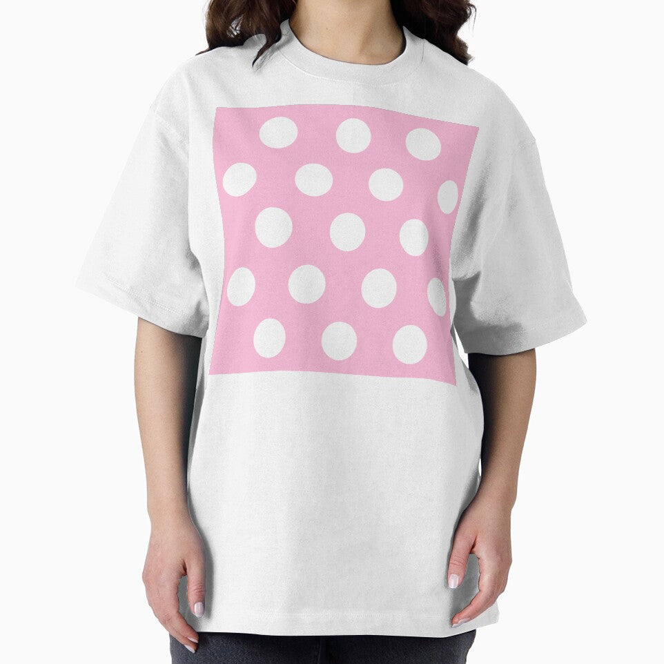Large WHITE and COTTON CANDY PINK POLKA DOTS by RachelMacht
