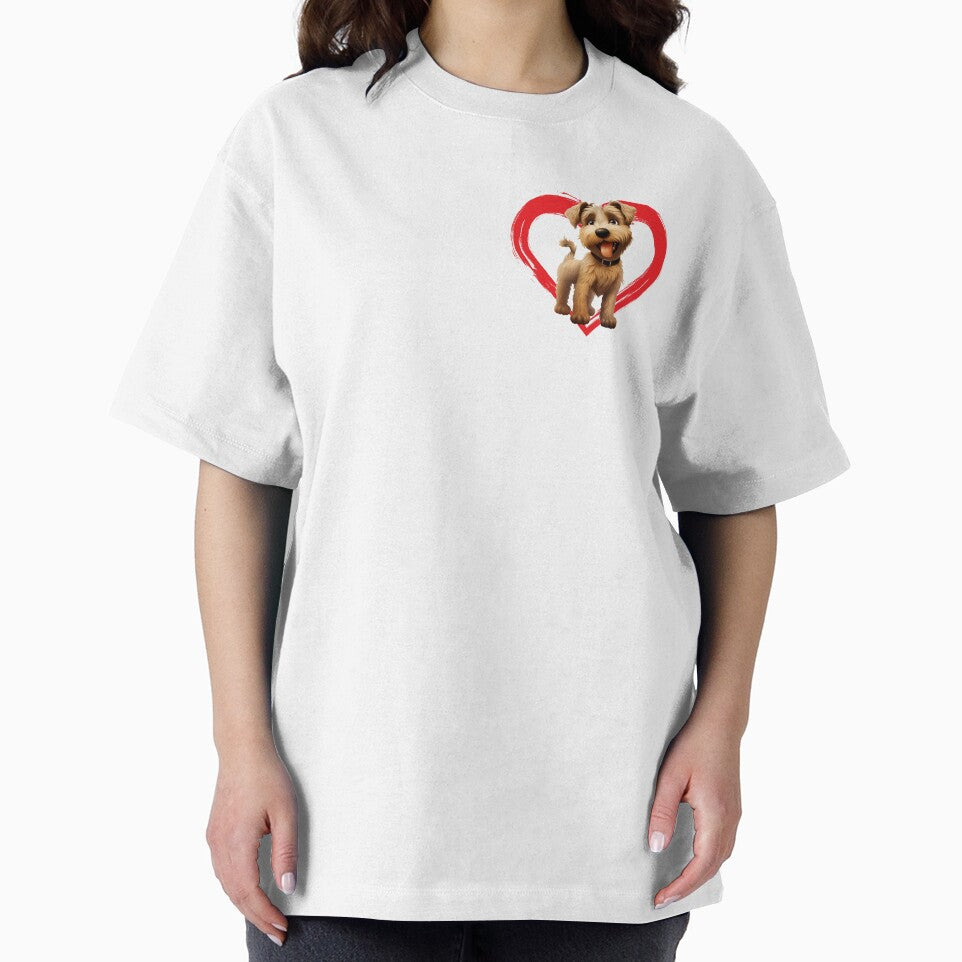 Soft Wheaten Terrier Cartoon in Love Heart swoosh by For Dog Sake!®