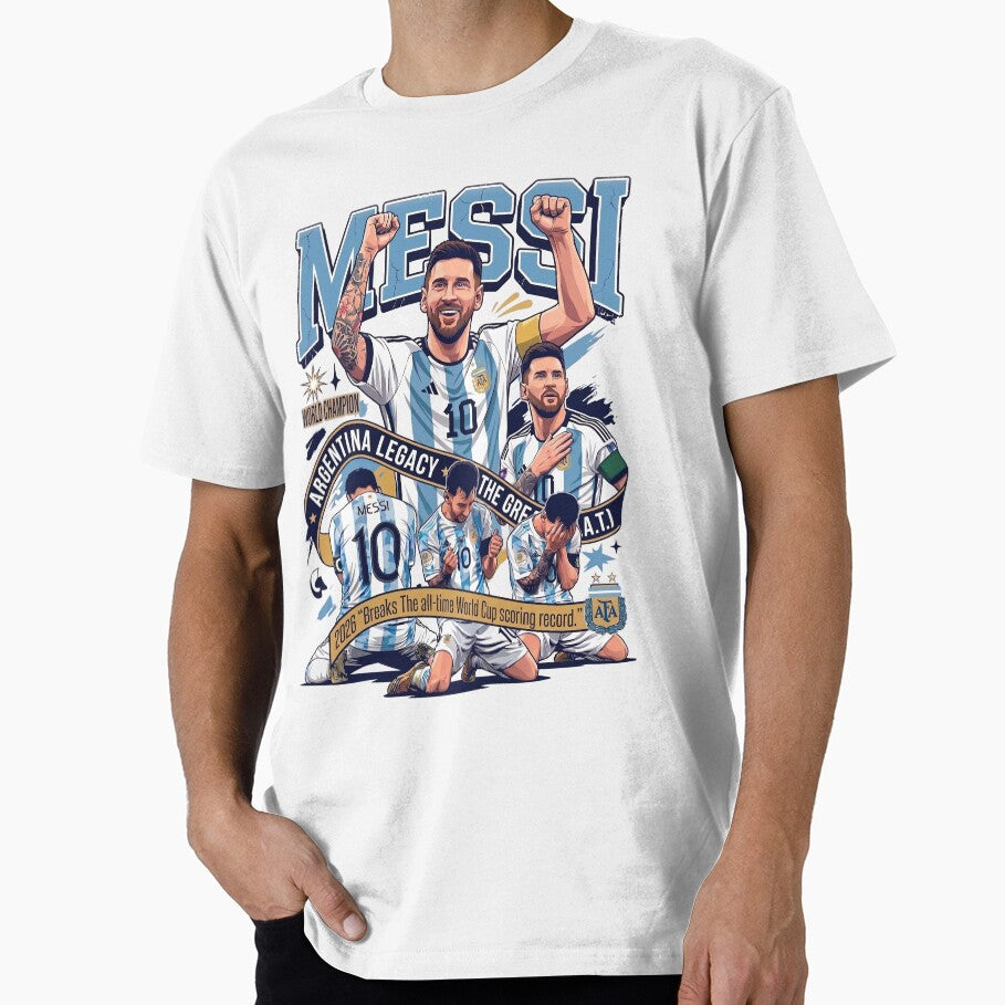 Messi GOAT World Champion Graphic Tee Soccer Fan Shirt by tshirtswonder