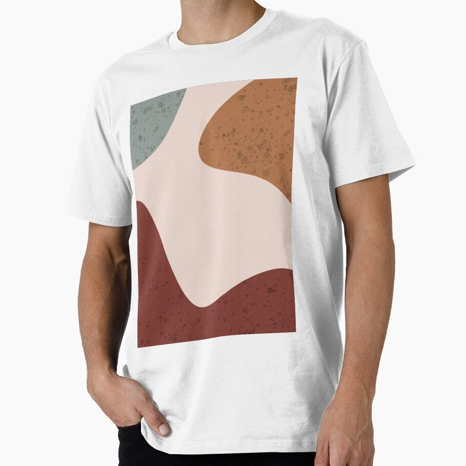 Aesthetic soft red, green and brown three-color abstract modern color block with dots by Lazare12