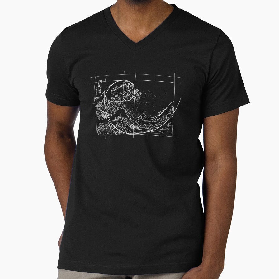Hokusai Meets Fibonacci, Golden Ratio, White Line by SymbolGrafix