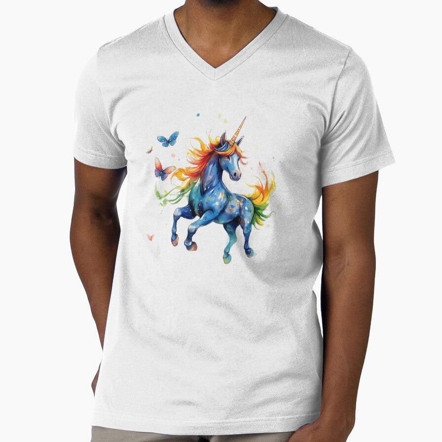 Rainbow Unicorn Dancing with Butterflies by Boddicca