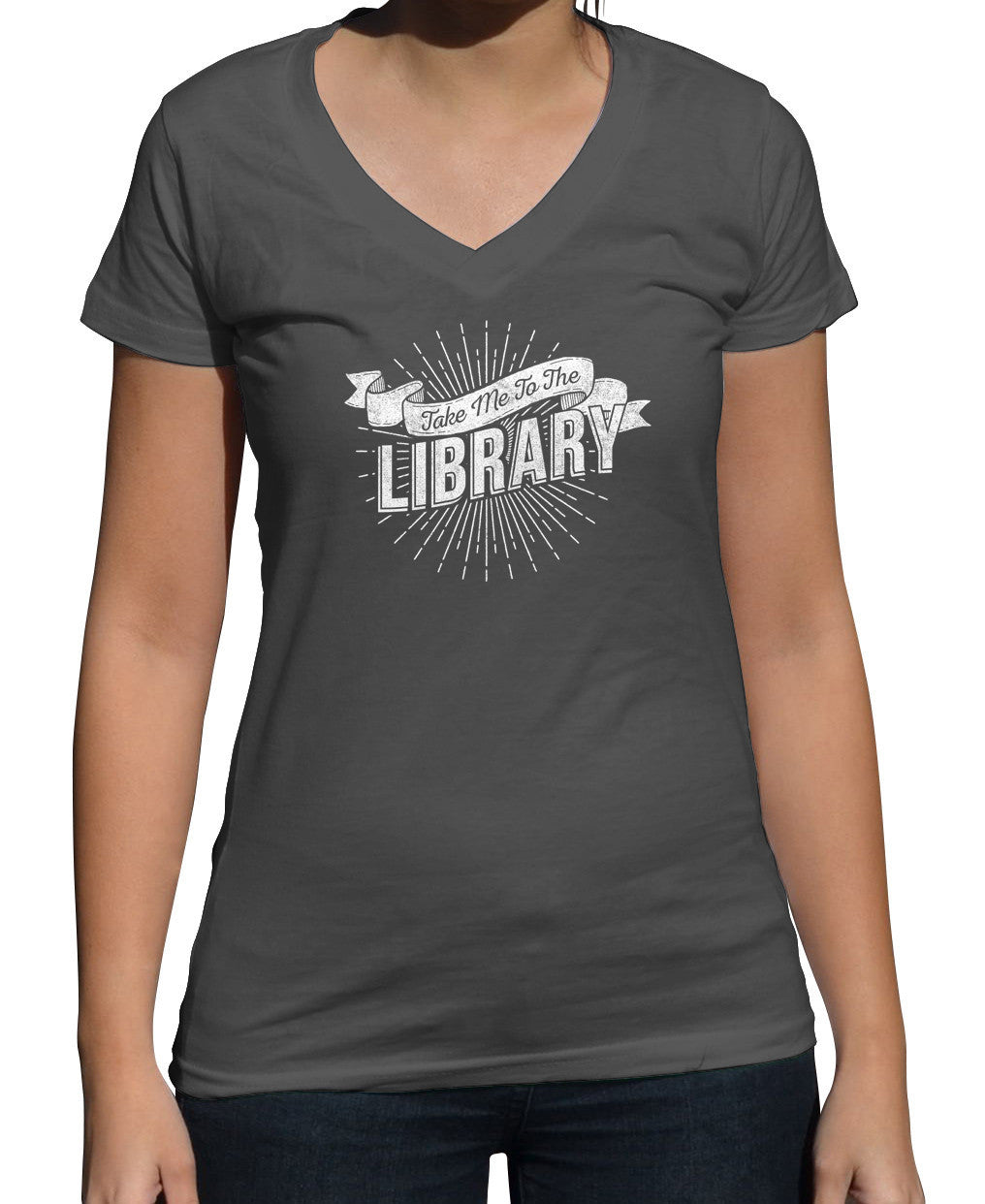 Women's Take Me To The Library Vneck T-Shirt