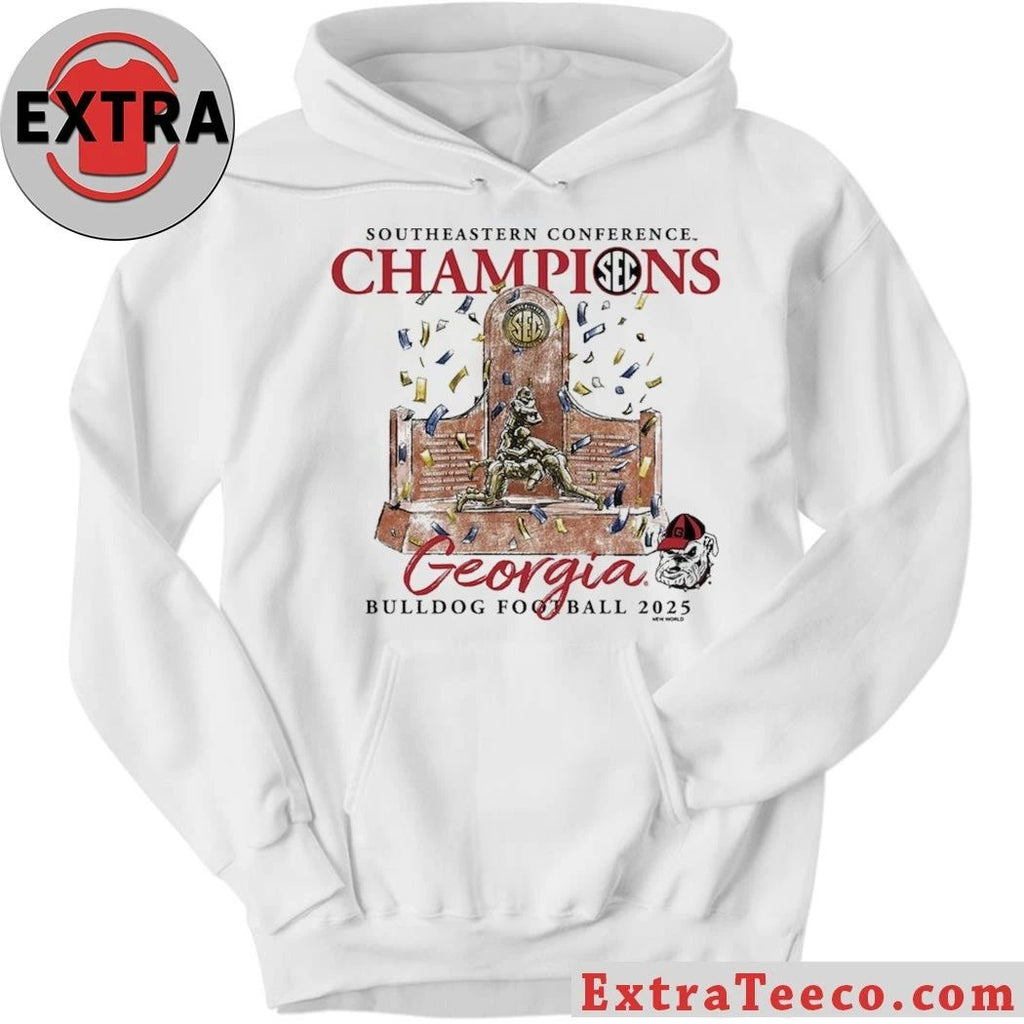 Georgia Bulldogs 2025 Southeastern Conference Football Champions Trophy 28-7 December 7, 2025 Logo Shirt