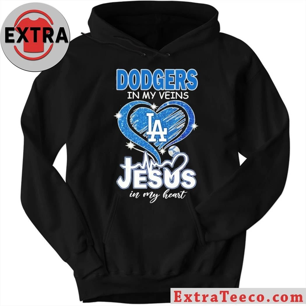 Los Angeles Dodgers In My Veins Jesus In My Heart Logo T-Shirt