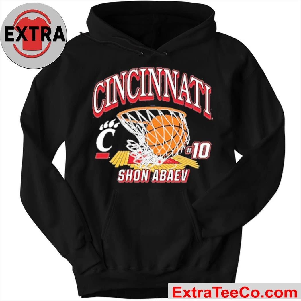 Shon Abaev Cincinnati Bearcats Black NIL Name Number Net Logo Shirt