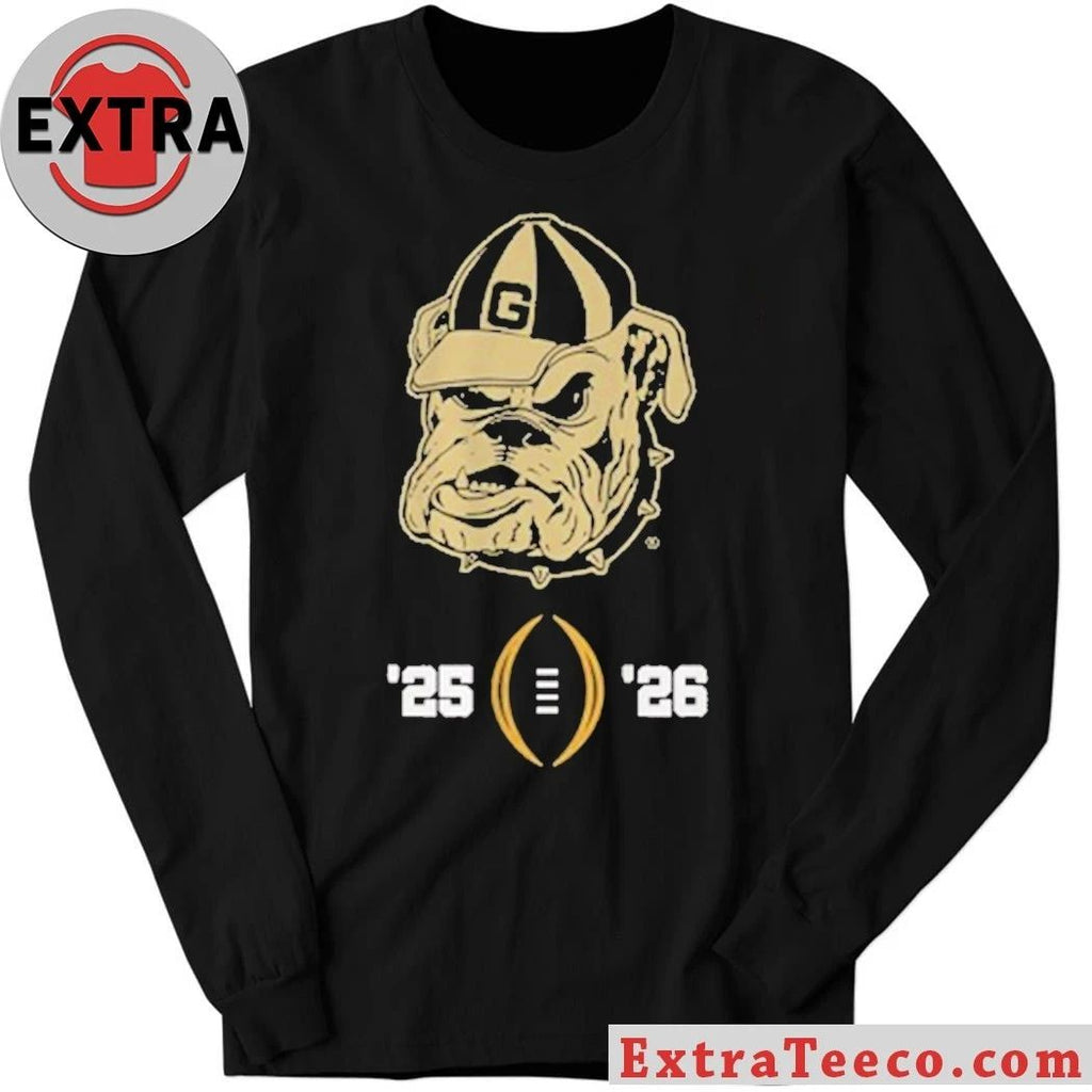 College Football Playoff National Championship Game 2025-26 T-Shirt featuring the Georgia Bulldogs mascot