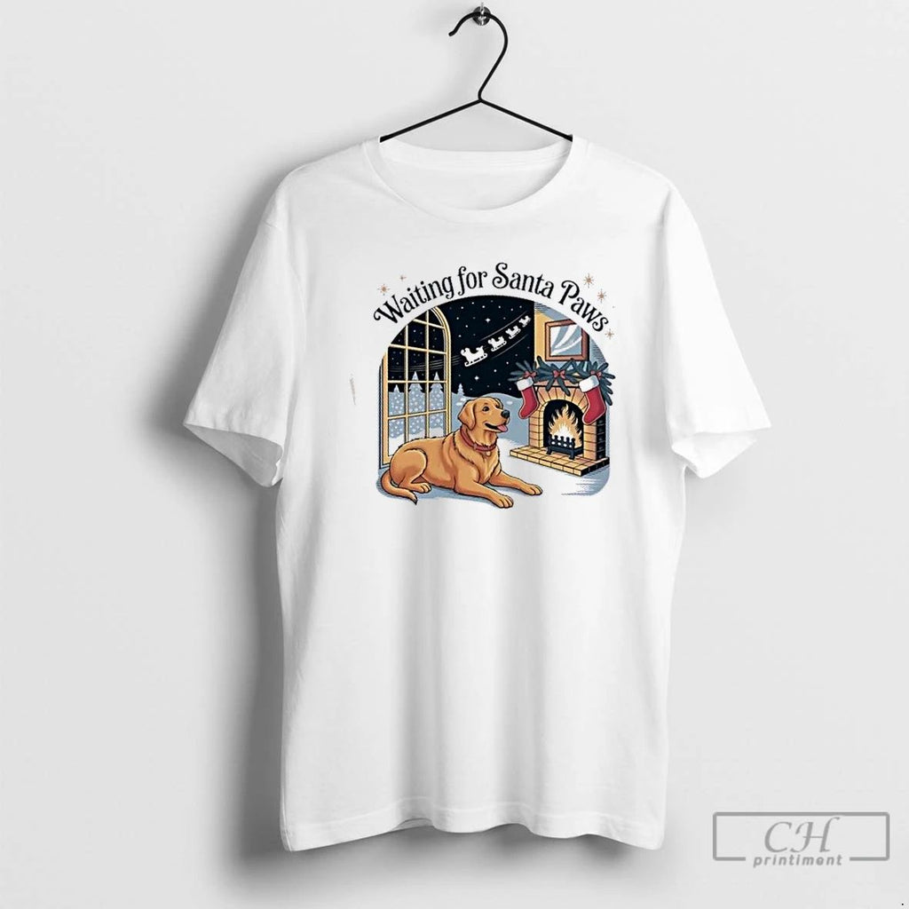 Premium Golden Dog Retriever Santa Paws Christmas T Shirts