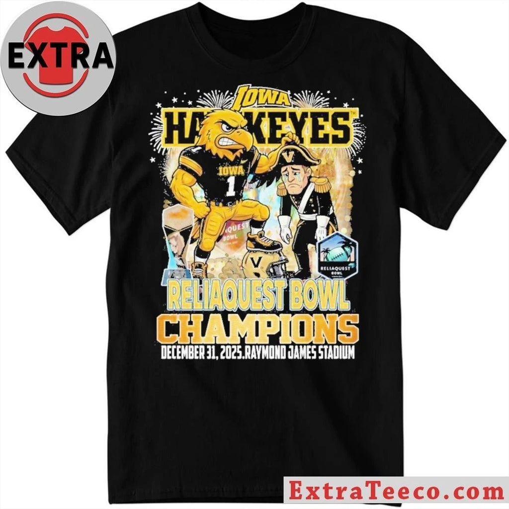 Original This t-shirt commemorates the Iowa Hawkeyes’ victory at the ReliaQuest Bowl on December 31, 2025, at Raymond James Stadium
