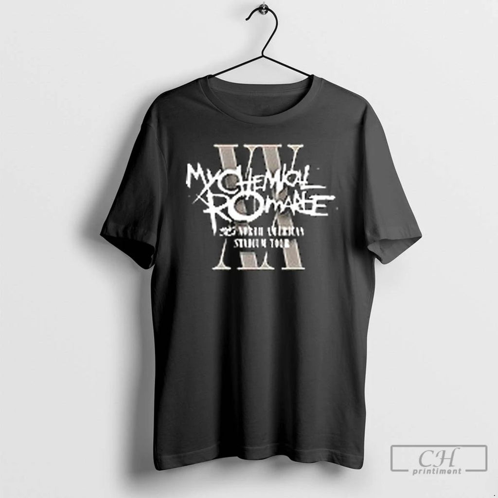 My Chemical Romance 2025 North American Stadium Tour Cities Skeleton T Shirts