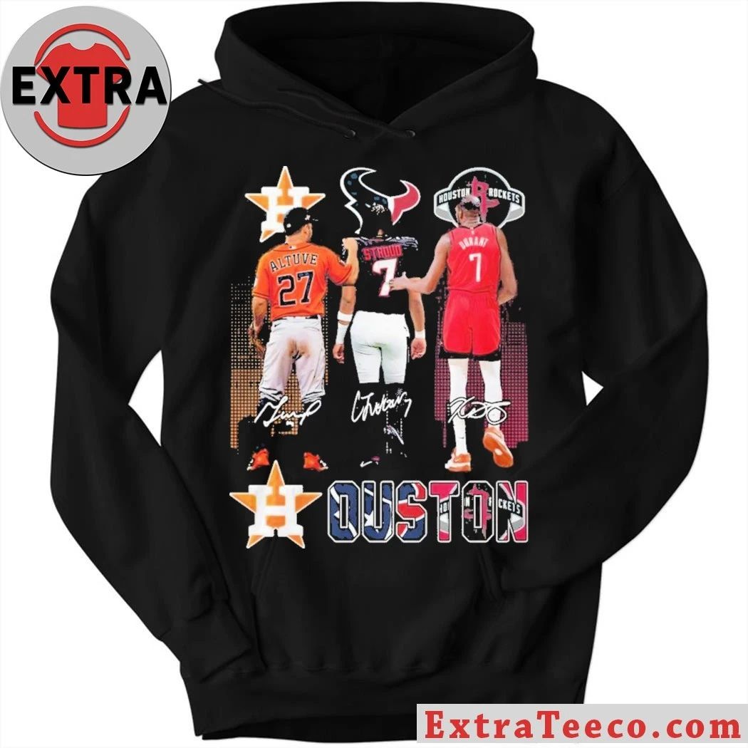 Houston Astros Altuve Houston Texans Stroud Houston Rockets Durant Signature And Logo T-Shirt