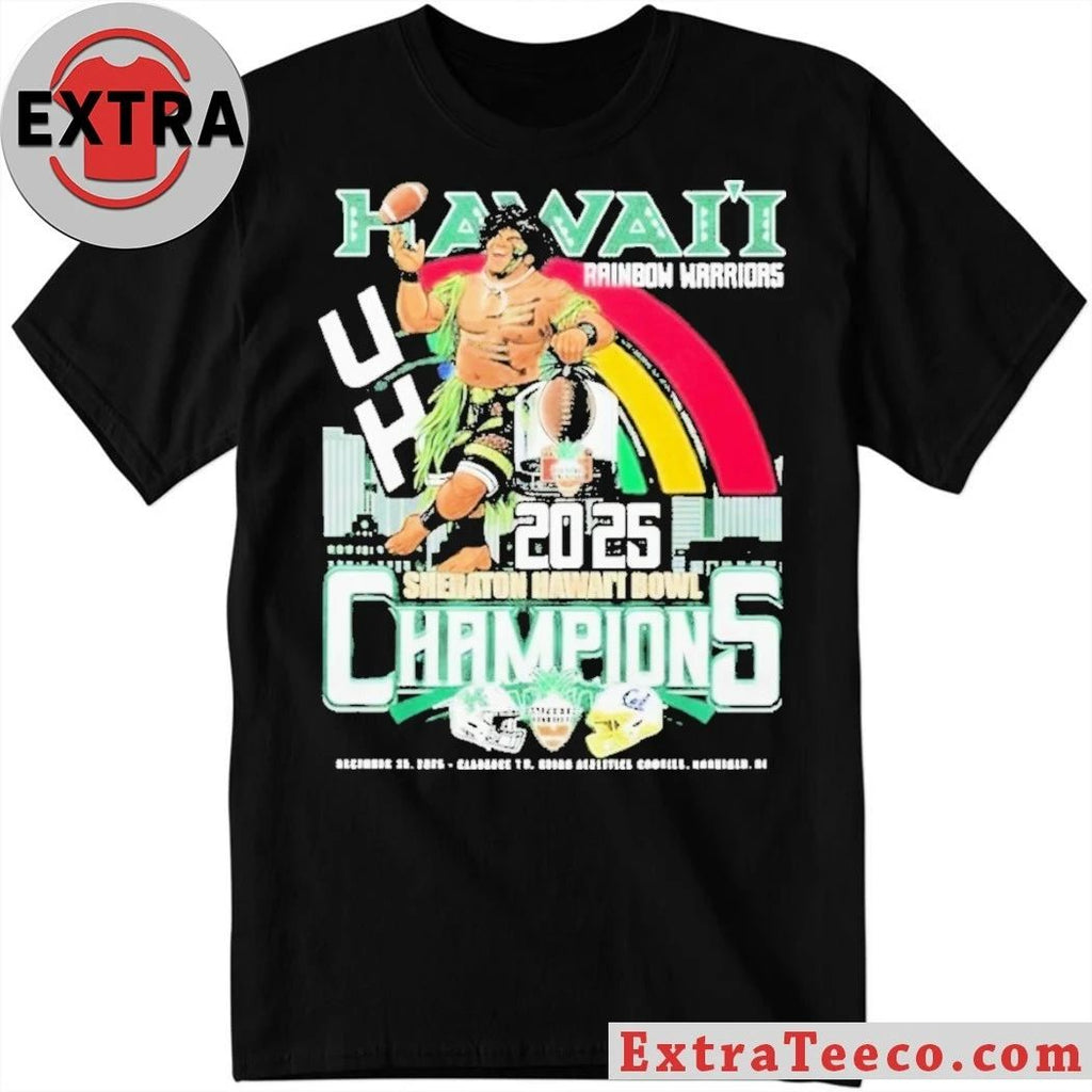 The Hawaii Rainbow Warriors 2025 Sheraton Hawaii Bowl Champions will take place on December 24, 2025 Mascot Shirt