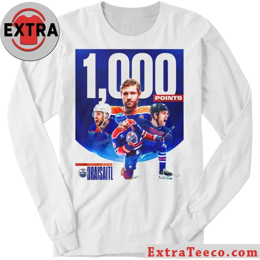 German professional ice hockey player Leon Draisaitl of the Edmonton Oilers reached the 1,000-point milestone in his career in the National Hockey League Shirt