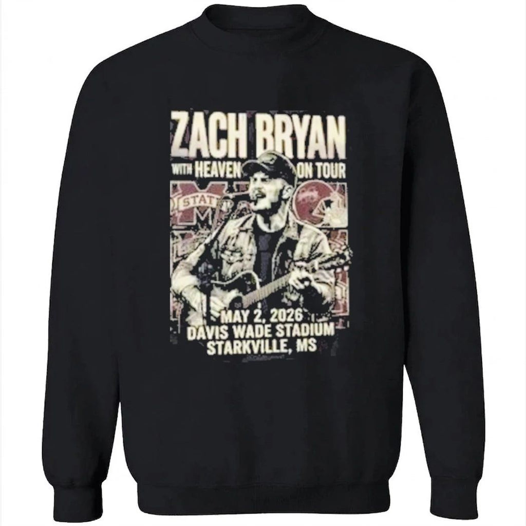 Zach Bryan With Heaven On Tour May 2 2026 Davis Wade Stadium Starkville MS Collab Mississippi State Bulldogs Football NCAA Shirt