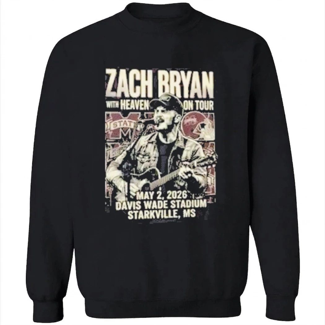 Zach Bryan With Heaven On Tour May 2 2026 Davis Wade Stadium Starkville MS Collab Mississippi State Bulldogs Football NCAA Shirt