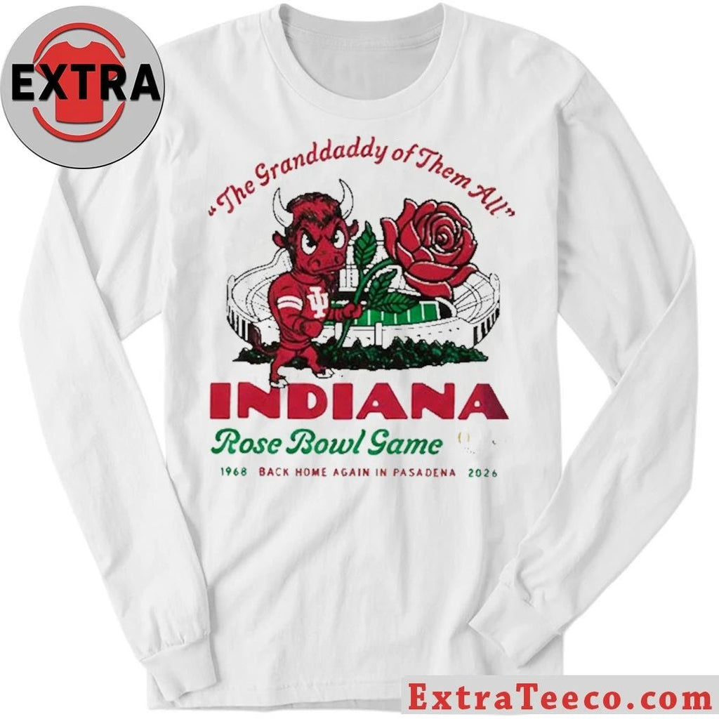 The Rose Bowl commemorates the Indiana University Hoosiers football team, alluding to their 1968 game and their anticipated return in 2026 Shirt