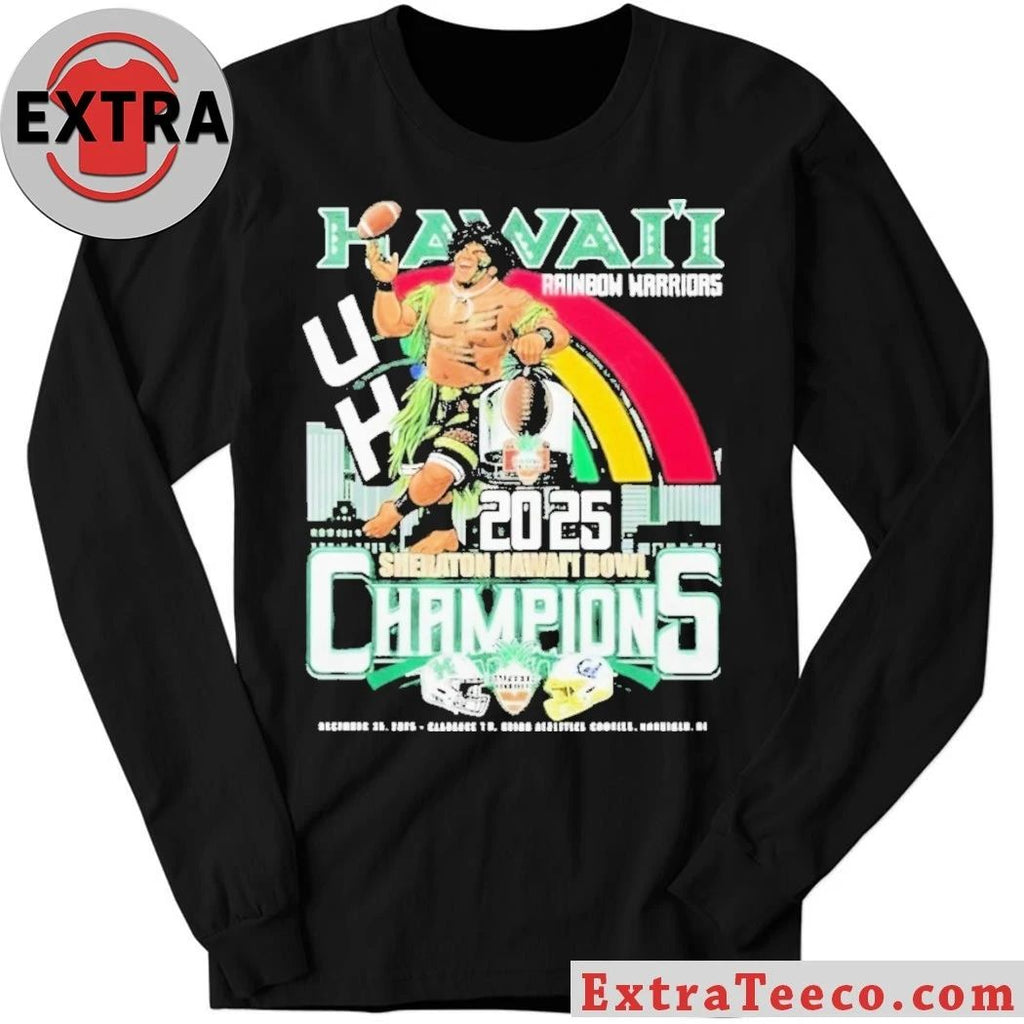 The Hawaii Rainbow Warriors 2025 Sheraton Hawaii Bowl Champions will take place on December 24, 2025 Mascot Shirt