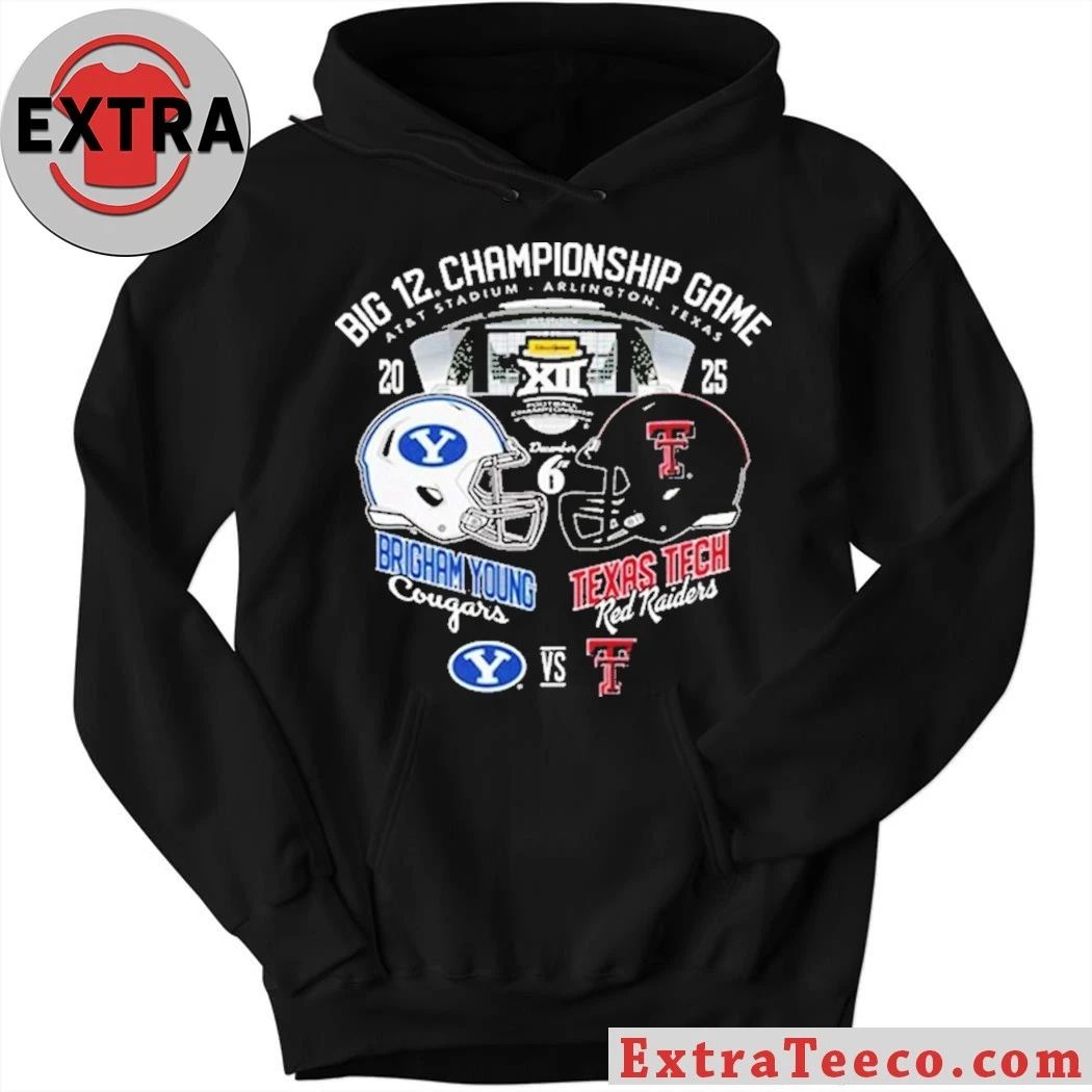 Texas Tech Red Raiders vs Brigham Cougars Big 12 Championship Game 2025 At AT And T Stadium Arlington Texas Helmet Logo T-Shirt