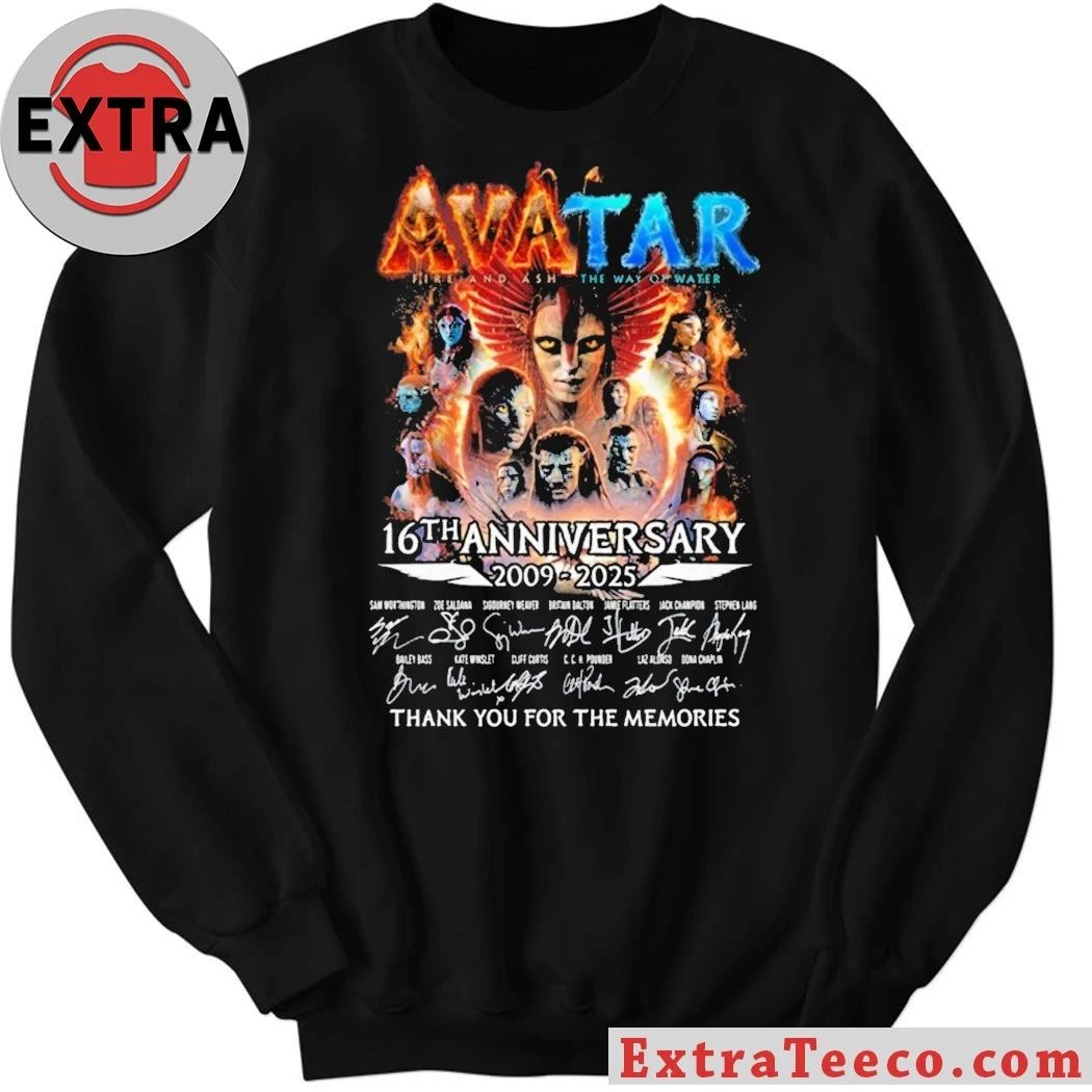 Original Celebrating 16 years of the Avatar film series, subtitled as Fire and Ash and The Way of Water 2009-2025 SIgnature Shirt