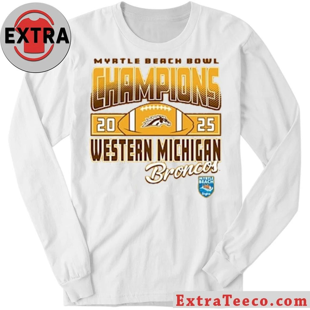 Western Michigan Broncos Gold Blue 84 2025 Myrtle Beach Bowl Champions Shirt