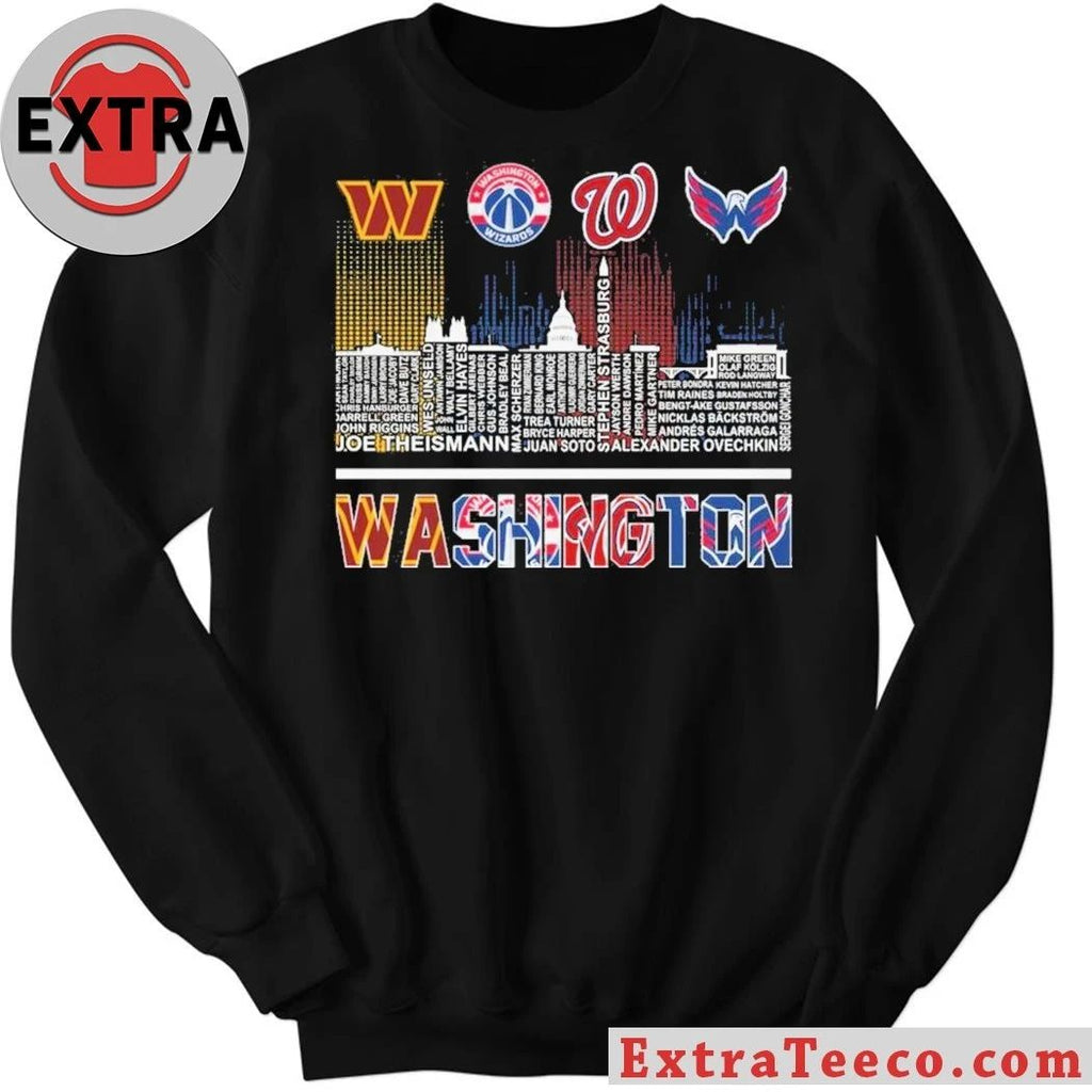 Washington Redskins Wizards Capitals Washington Nationals Proud City And Logo T-Shirt