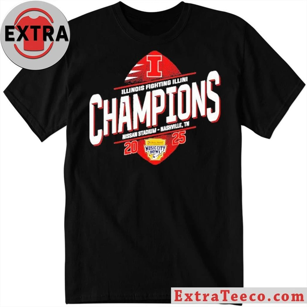 Celebrating the Illinois Fighting Illinois team’s victory at the 2025 Music City Bowl at Nissan Stadium, Nashville, TN Logo T-Shirt