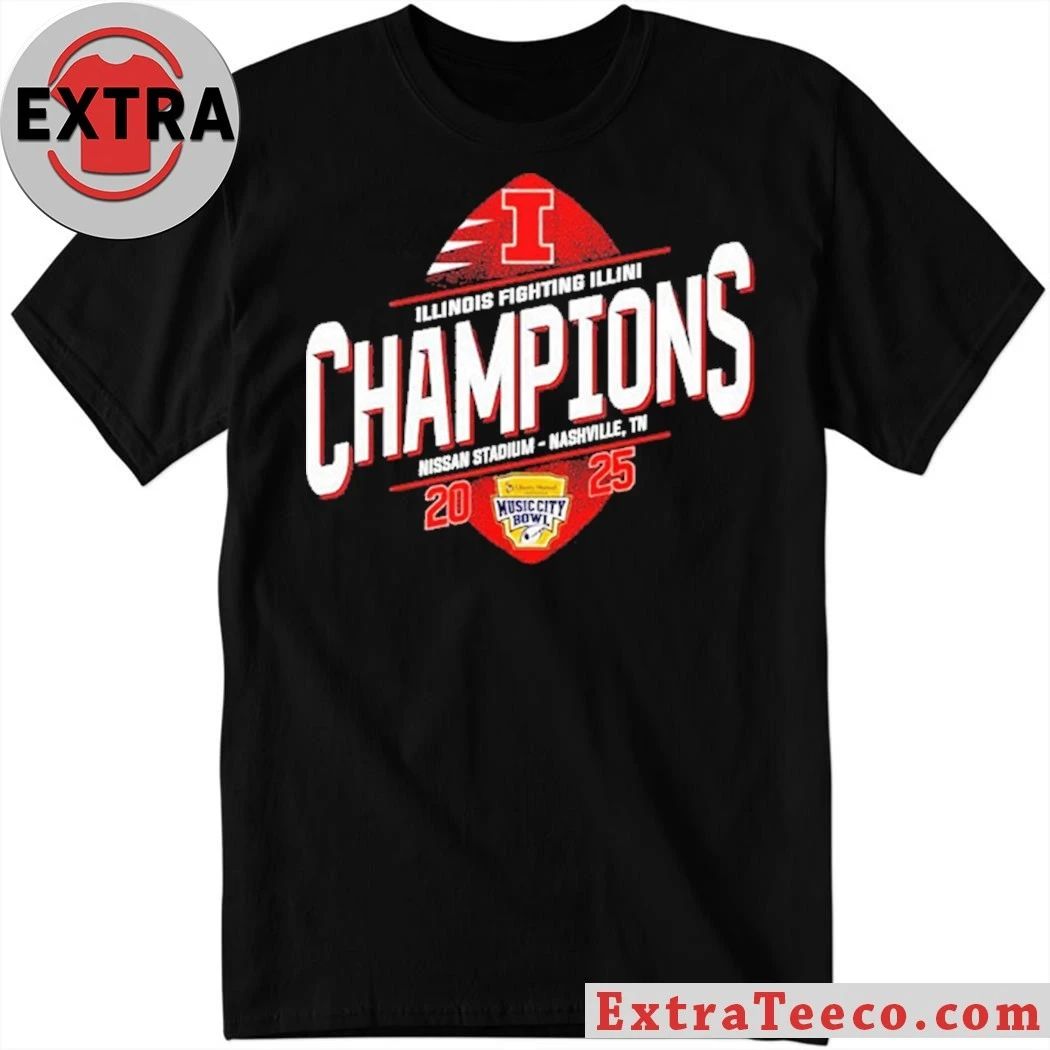 Celebrating the Illinois Fighting Illinois team’s victory at the 2025 Music City Bowl at Nissan Stadium, Nashville, TN Logo T-Shirt